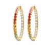 Rainbow Sapphire & Natural Diamond Hoop Earrings Yellow Gold