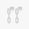 Triple Natural Diamond Link Earrings White Gold