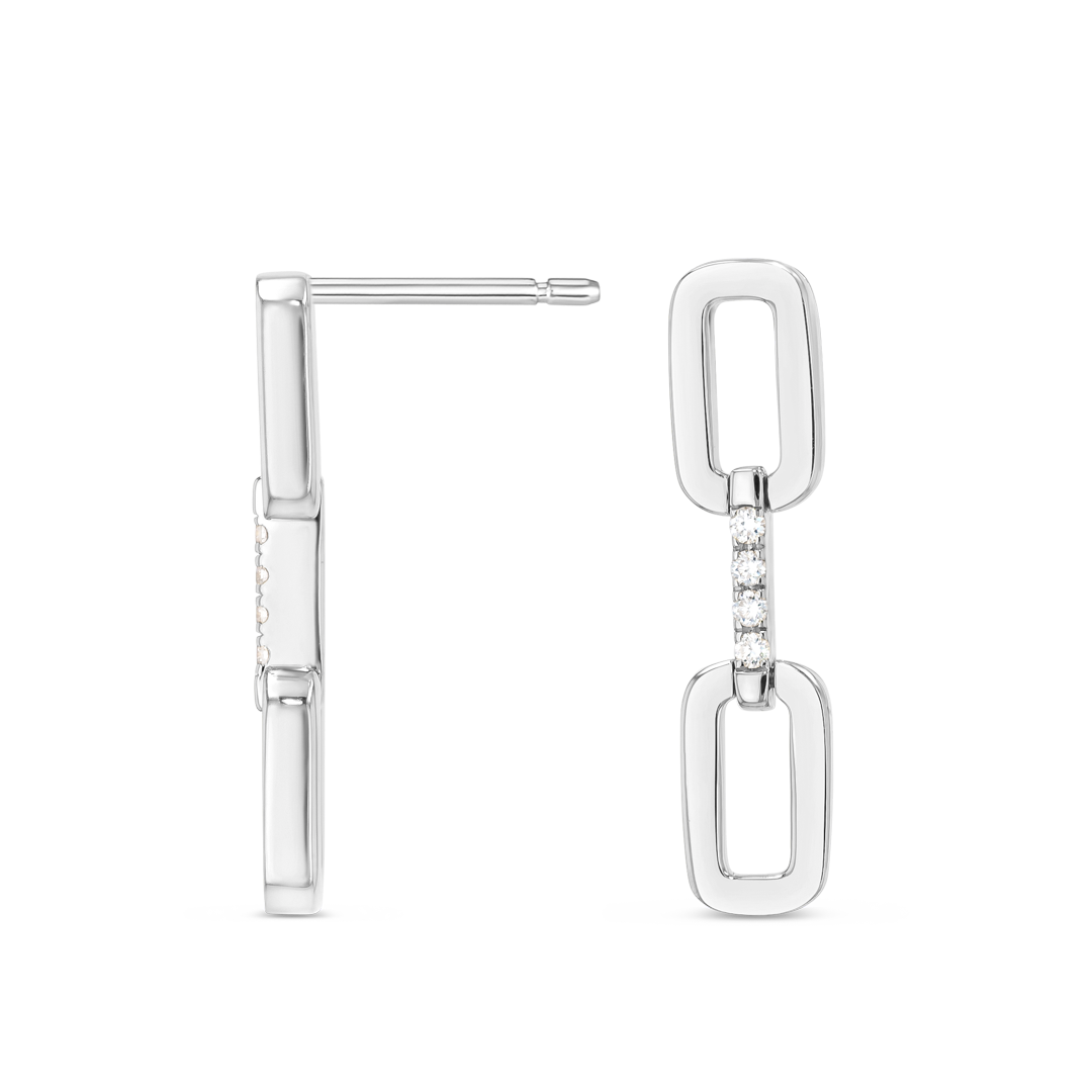 Single Natural Diamond Link Earrings White Gold
