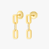 Single Natural Diamond Link Earrings Yellow Gold