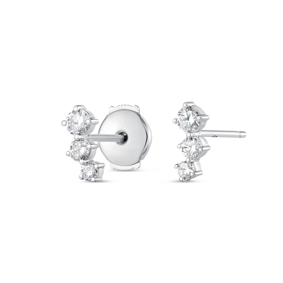 Graduating Trio Natural Diamond Bar Earrings White Gold