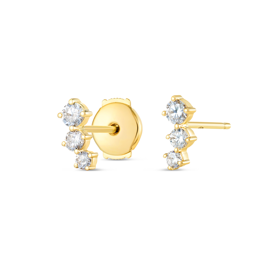 Graduating Trio Natural Diamond Bar Earrings Yellow Gold