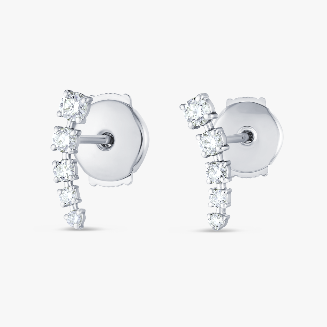 Half Moon Natural Diamond Bar Earrings White Gold