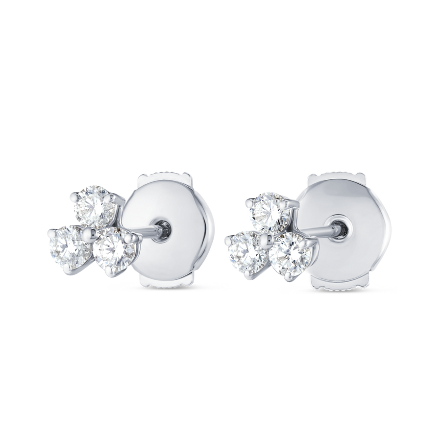 Trio Cluster Natural Diamond Earrings White Gold