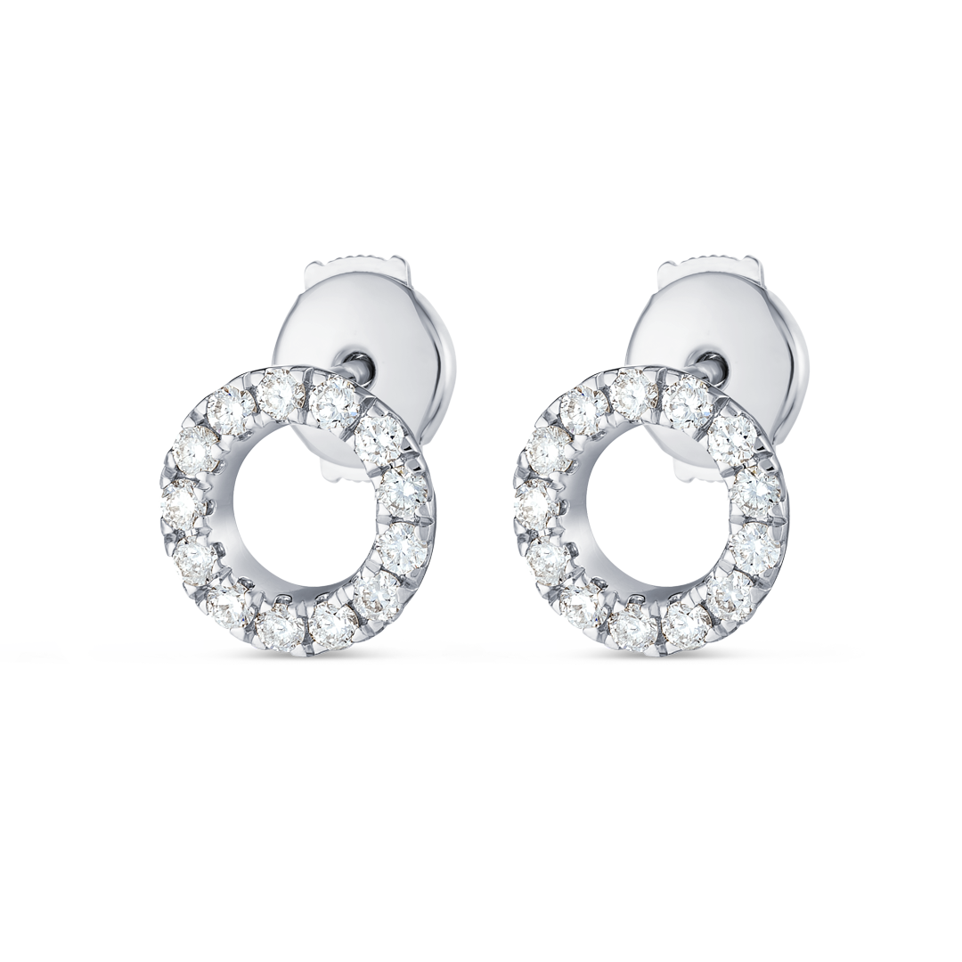 Circular Natural Diamond Earrings White Gold