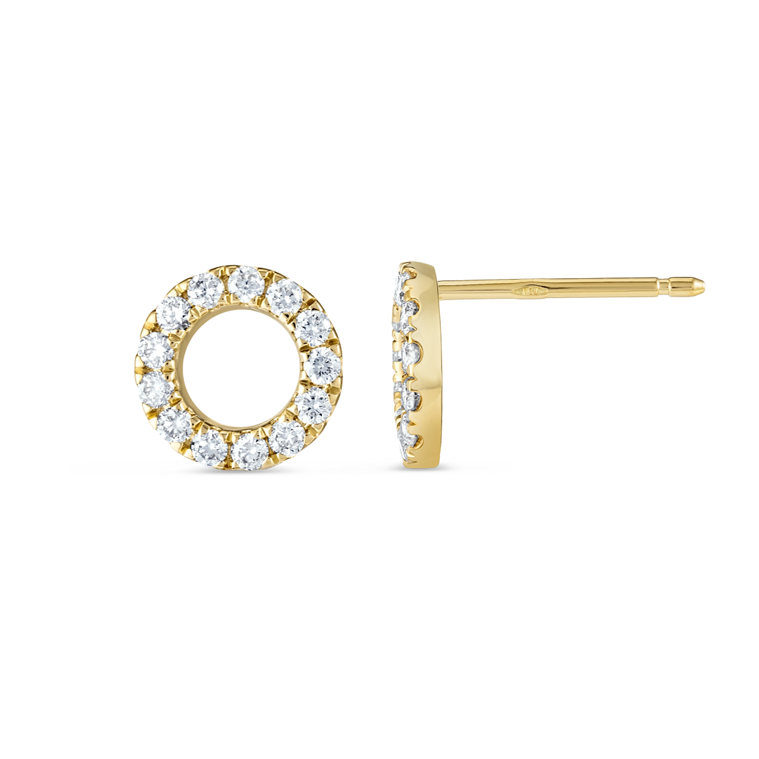 Circular Natural Diamond Earrings Yellow Gold