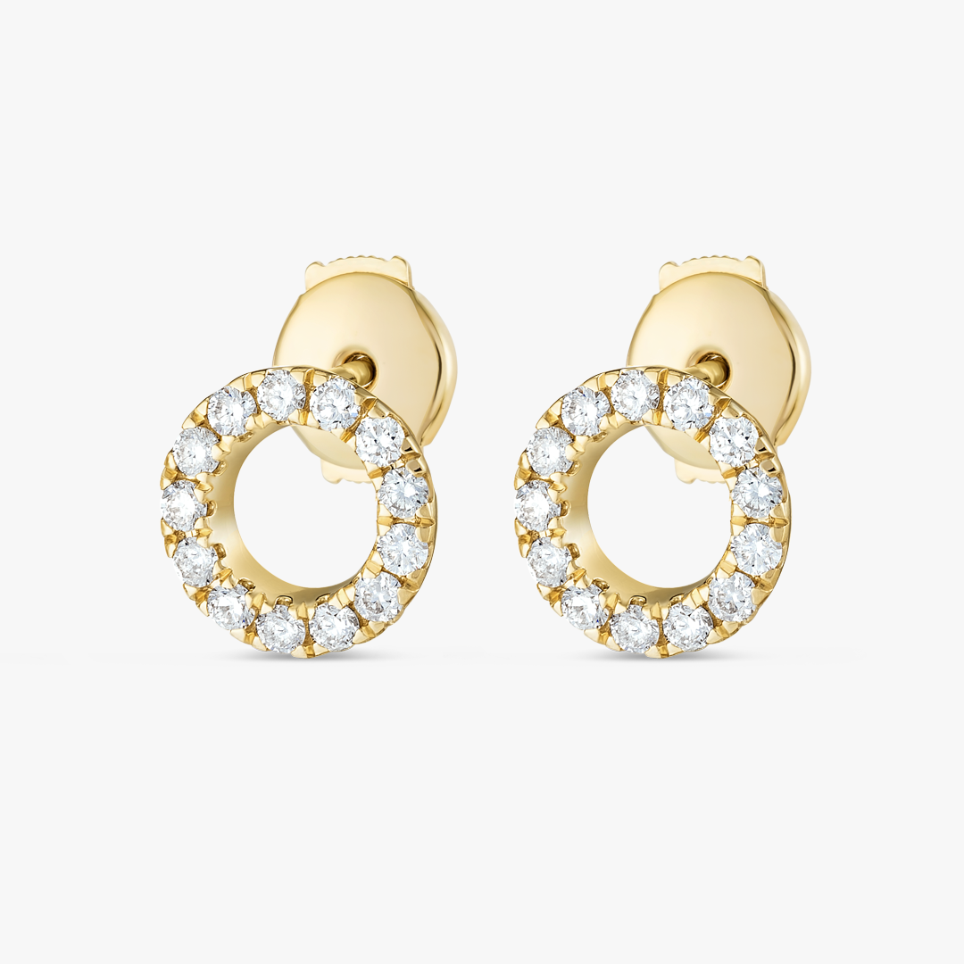 Circular Natural Diamond Earrings Yellow Gold