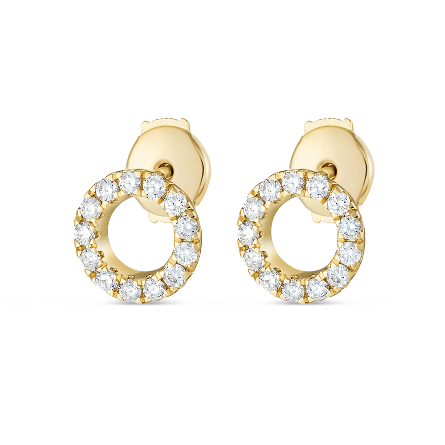 Circular Natural Diamond Earrings Yellow Gold