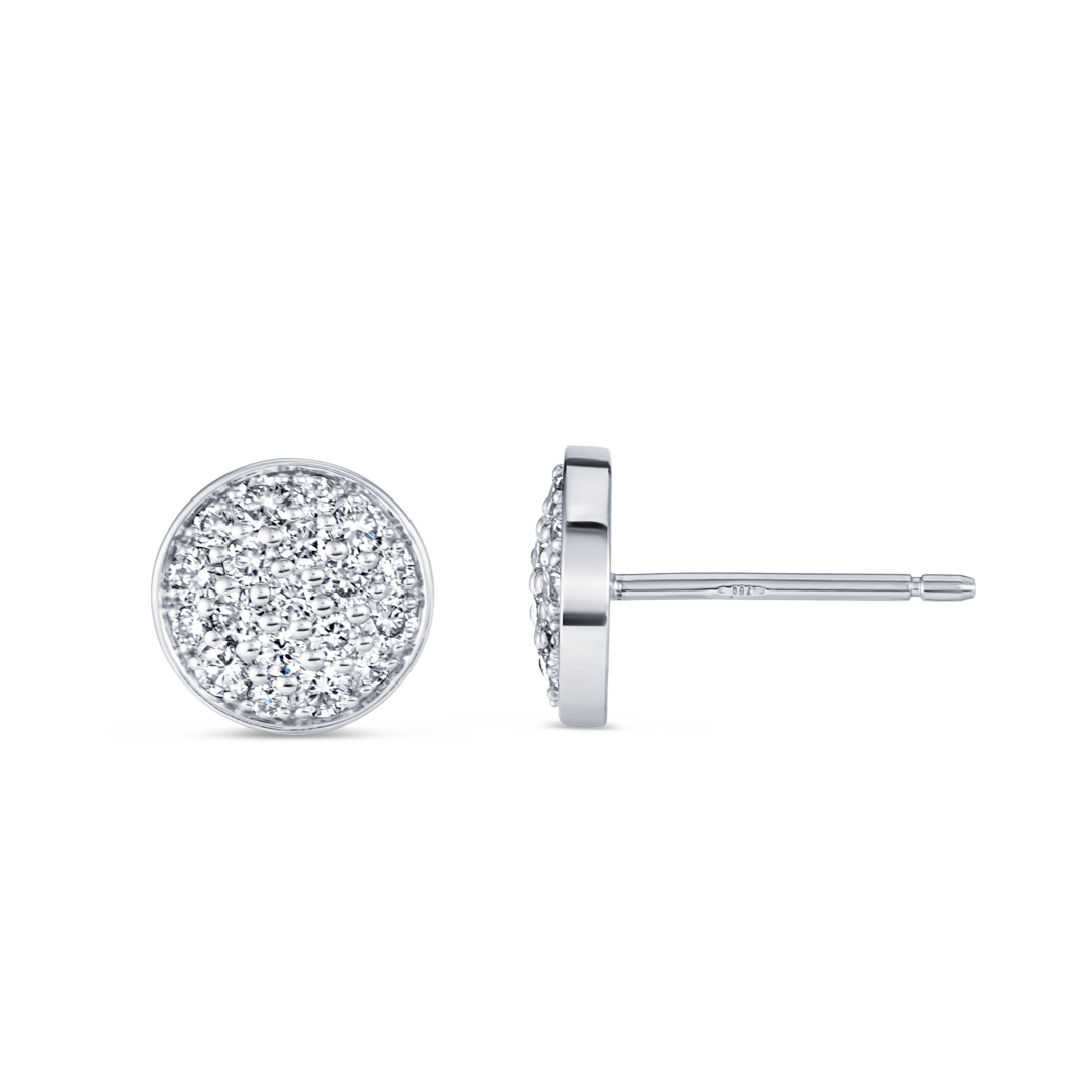 Natural Diamond Disc Earrings White Gold