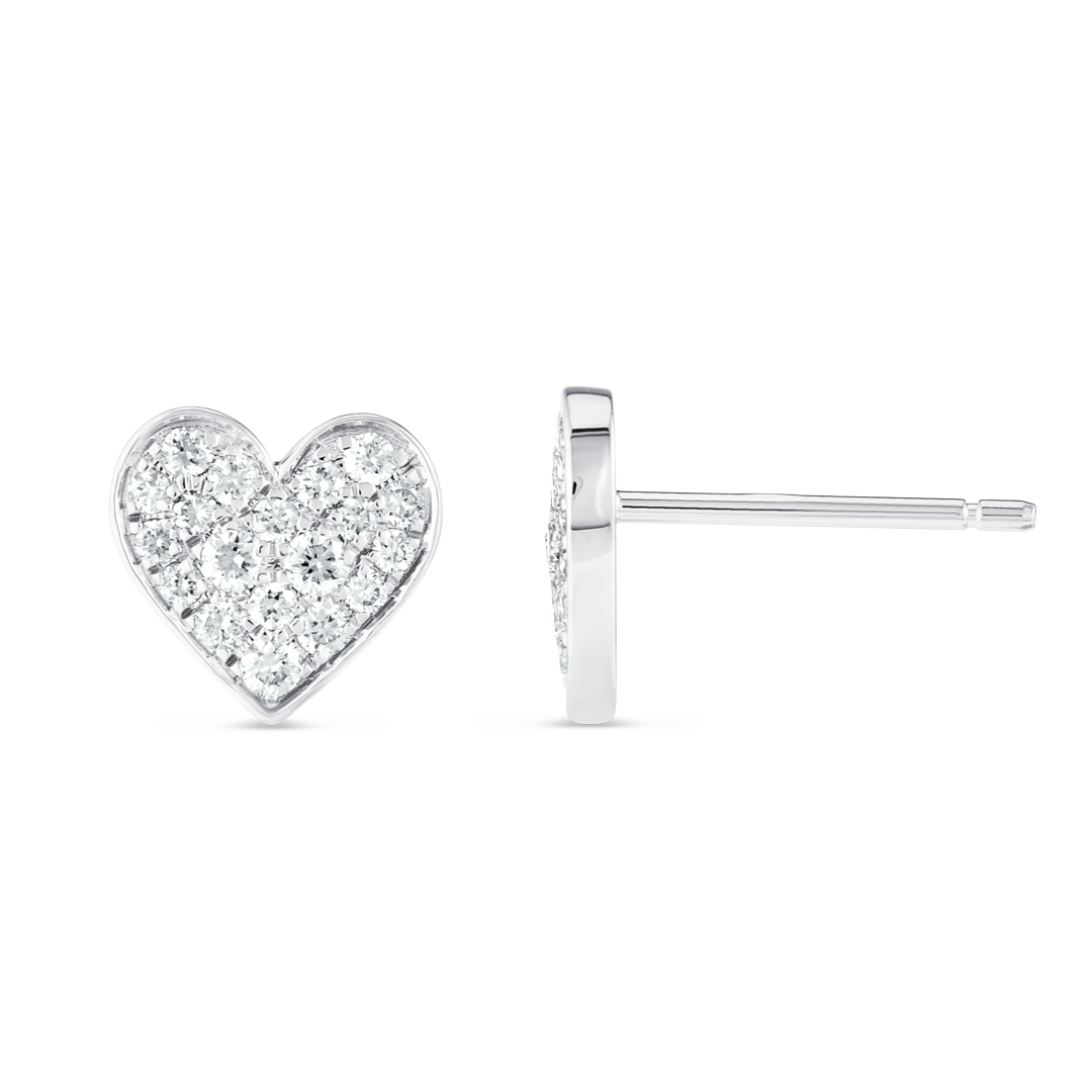 Natural Diamond Heart Earrings White Gold