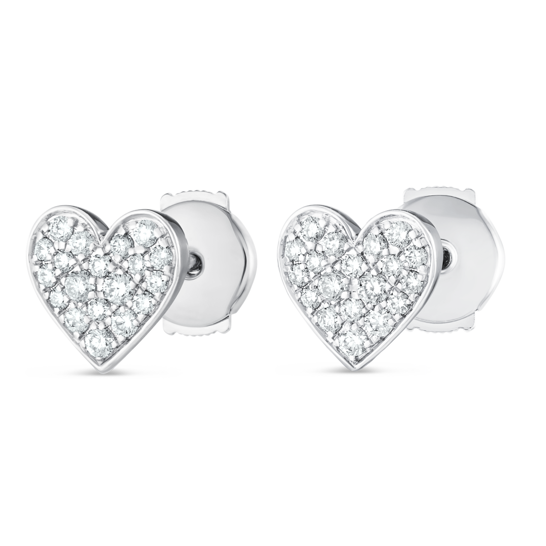 Natural Diamond Heart Earrings White Gold
