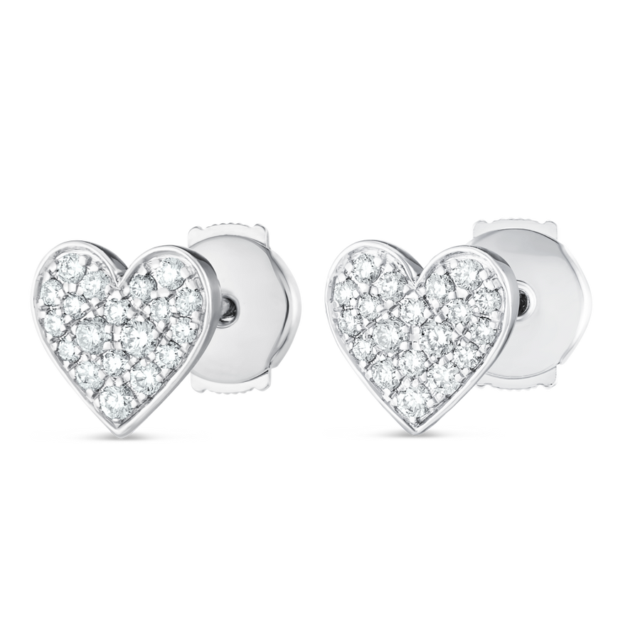 Natural Diamond Heart Earrings White Gold