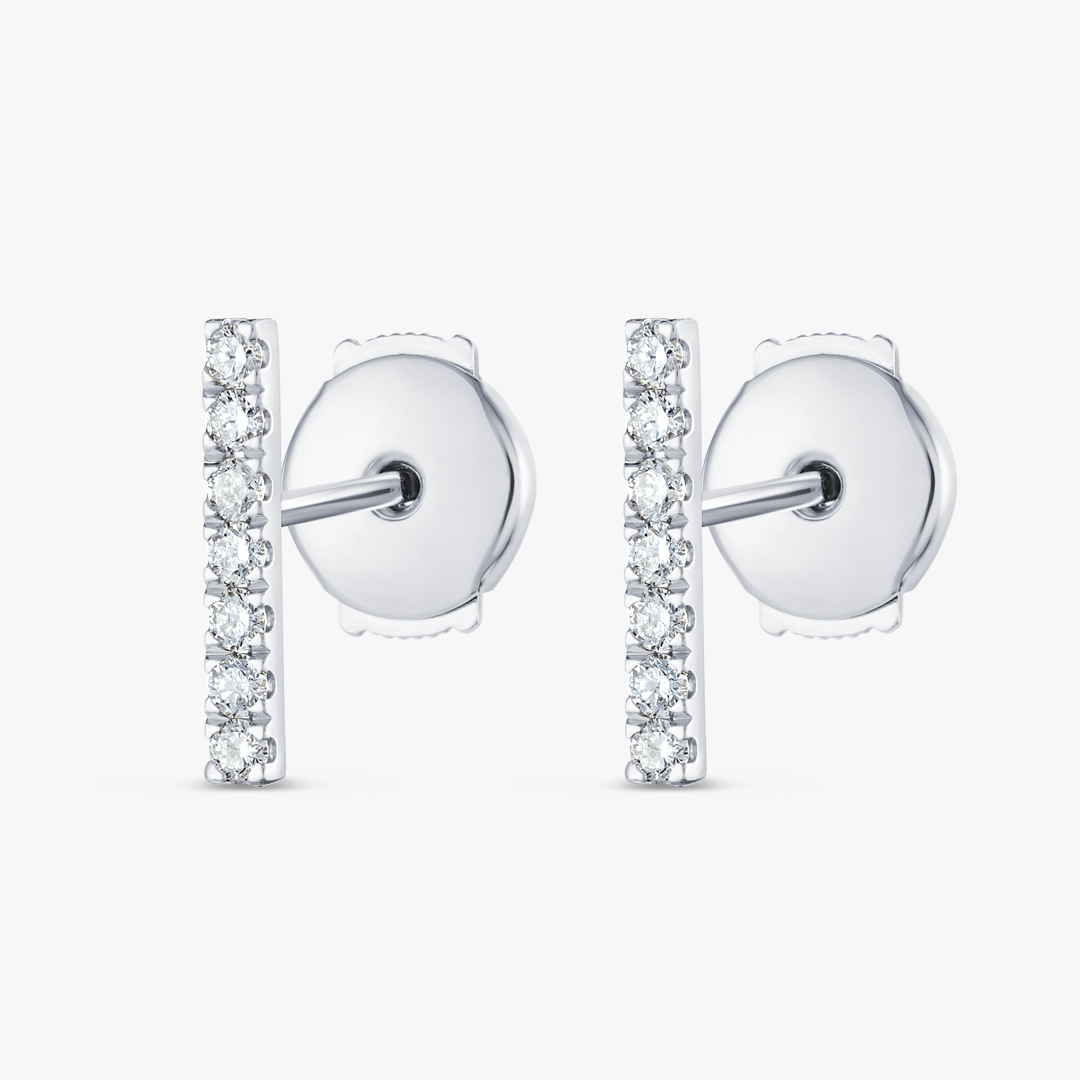 Elegant Natural Diamond Bar Earrings White Gold