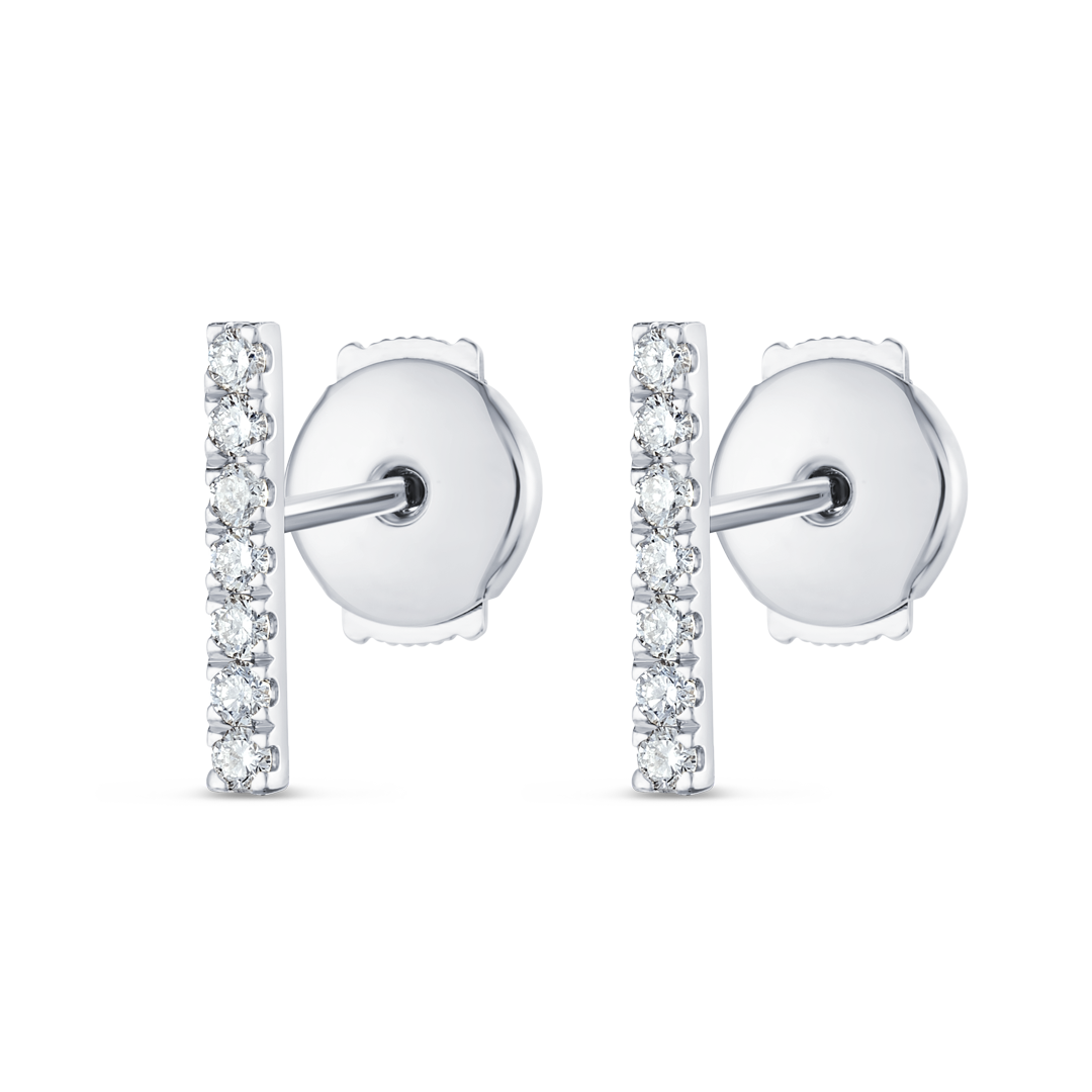 Elegant Natural Diamond Bar Earrings White Gold