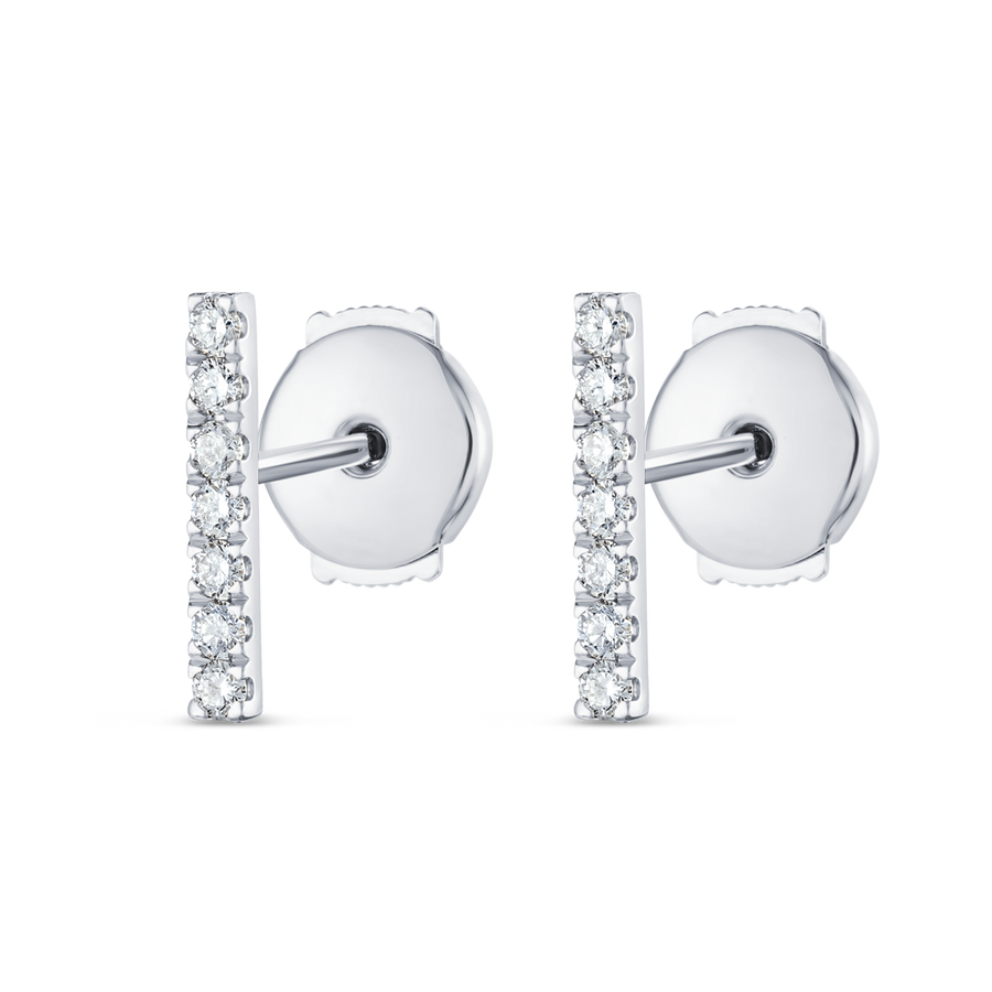 Elegant Natural Diamond Bar Earrings White Gold