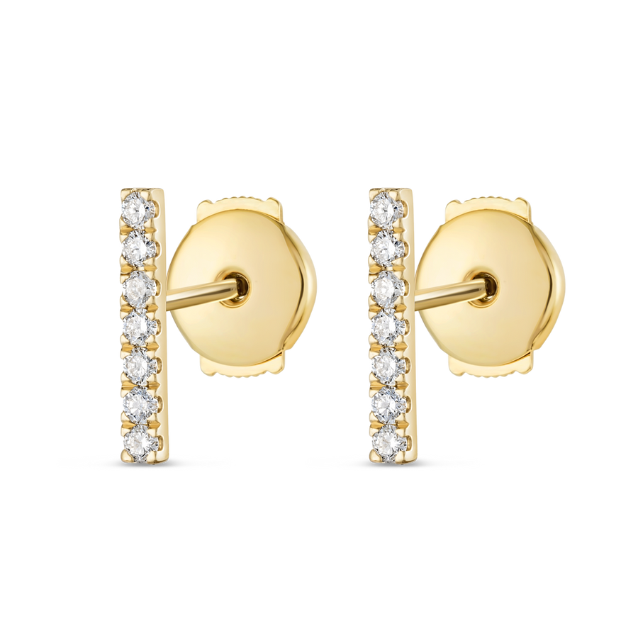 Elegant Natural Diamond Bar Earrings Yellow Gold