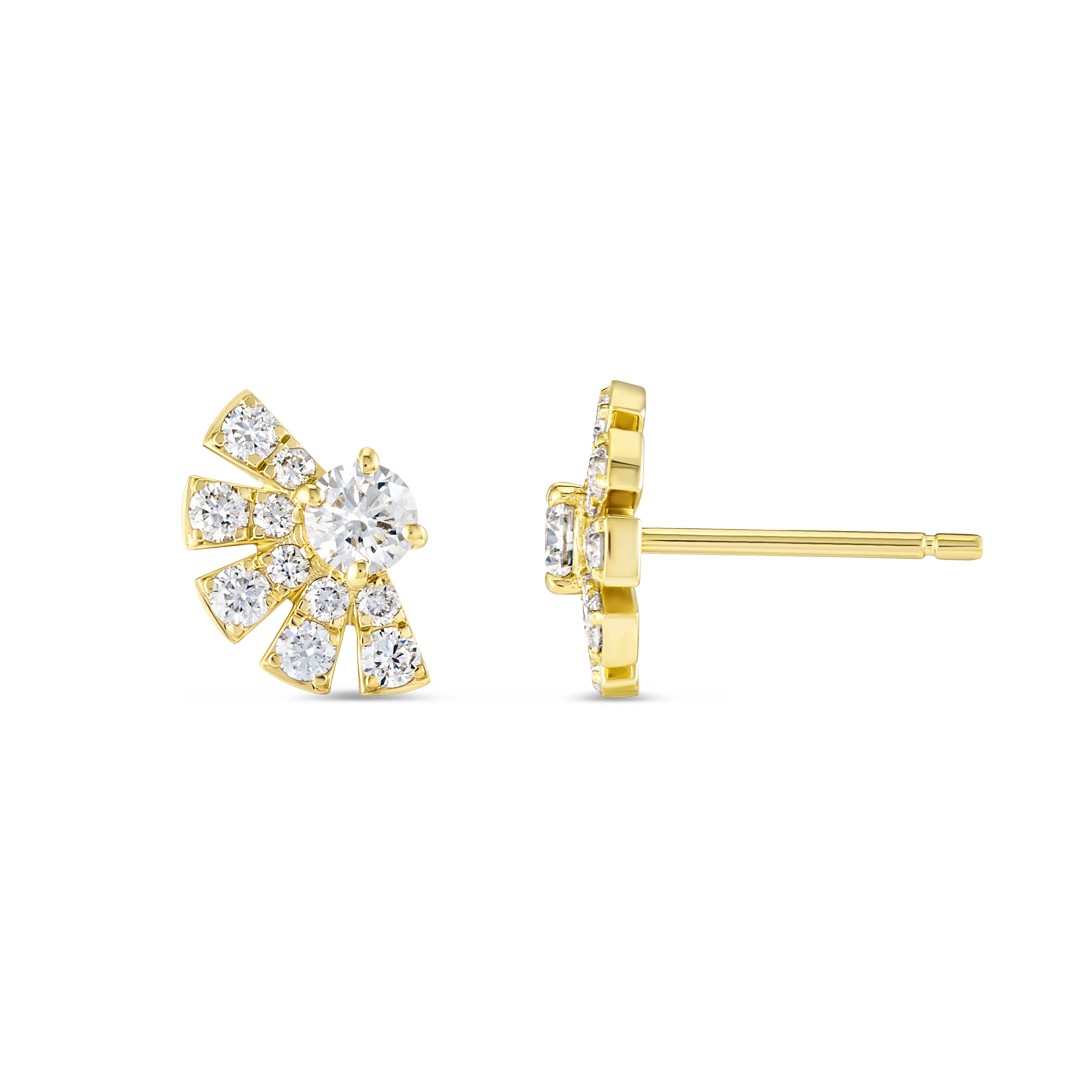 Natural Diamond Sunrise Earrings Yellow Gold
