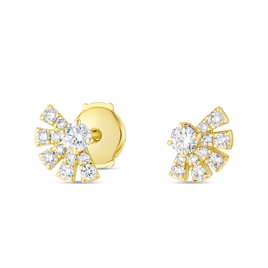 Natural Diamond Sunrise Earrings Yellow Gold