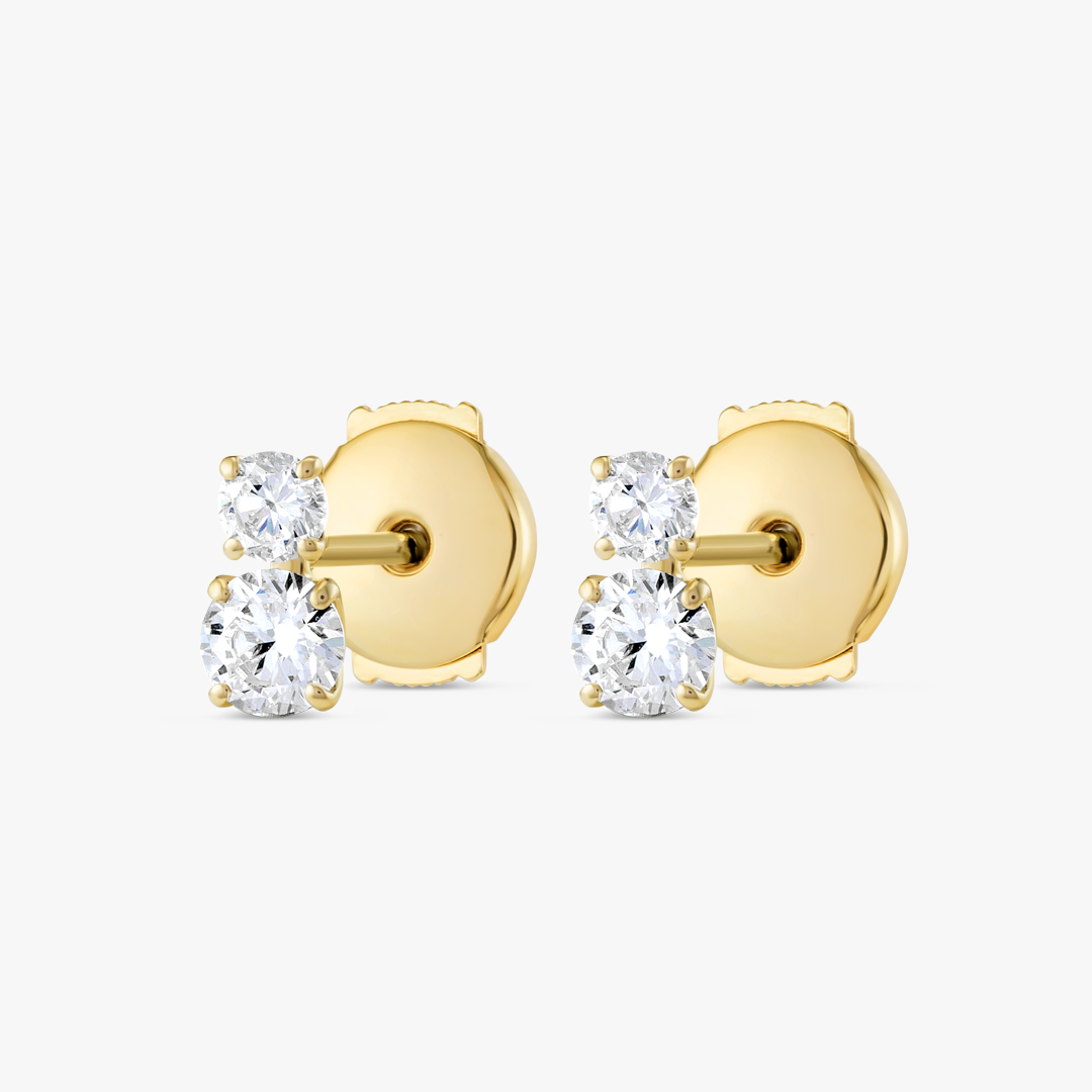 Duo Natural Diamond Earrings Yellow Gold