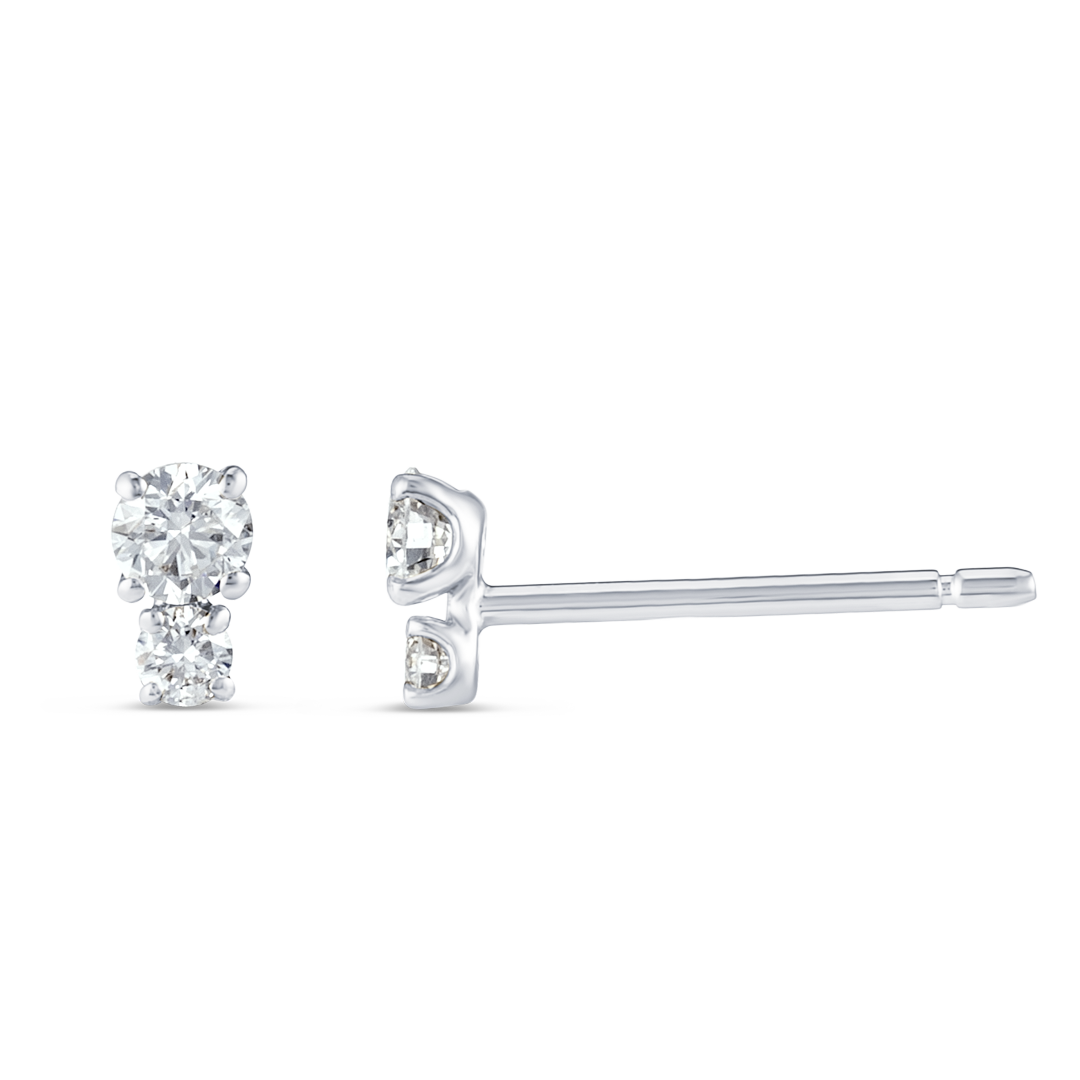 Mini Duo Natural Diamond Earrings White Gold