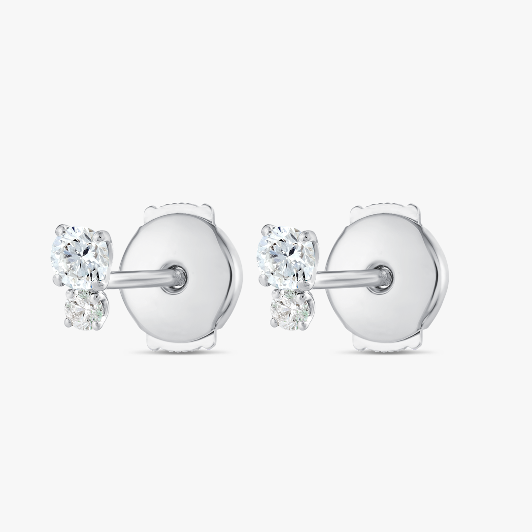Mini Duo Natural Diamond Earrings White Gold