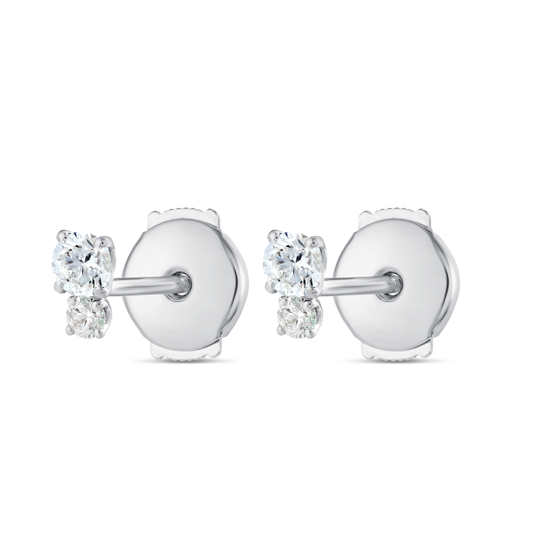 Mini Duo Natural Diamond Earrings White Gold