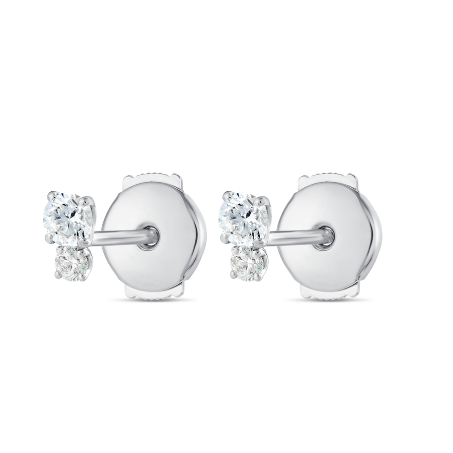 Mini Duo Natural Diamond Earrings White Gold