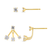 Trio Natural Diamond Raindrop Earrings Yellow Gold