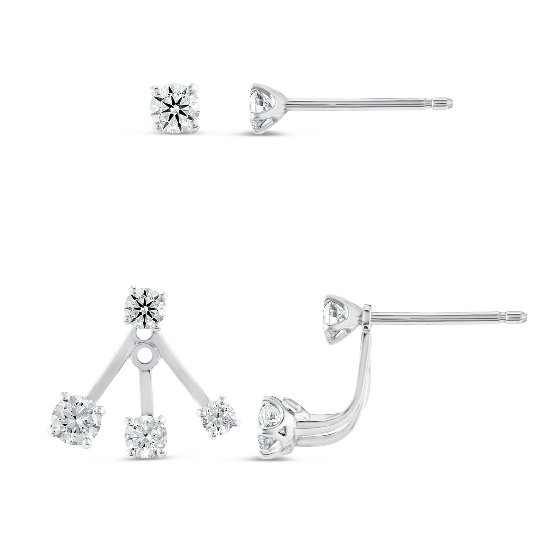 Trio Natural Diamond Raindrop Earrings White Gold