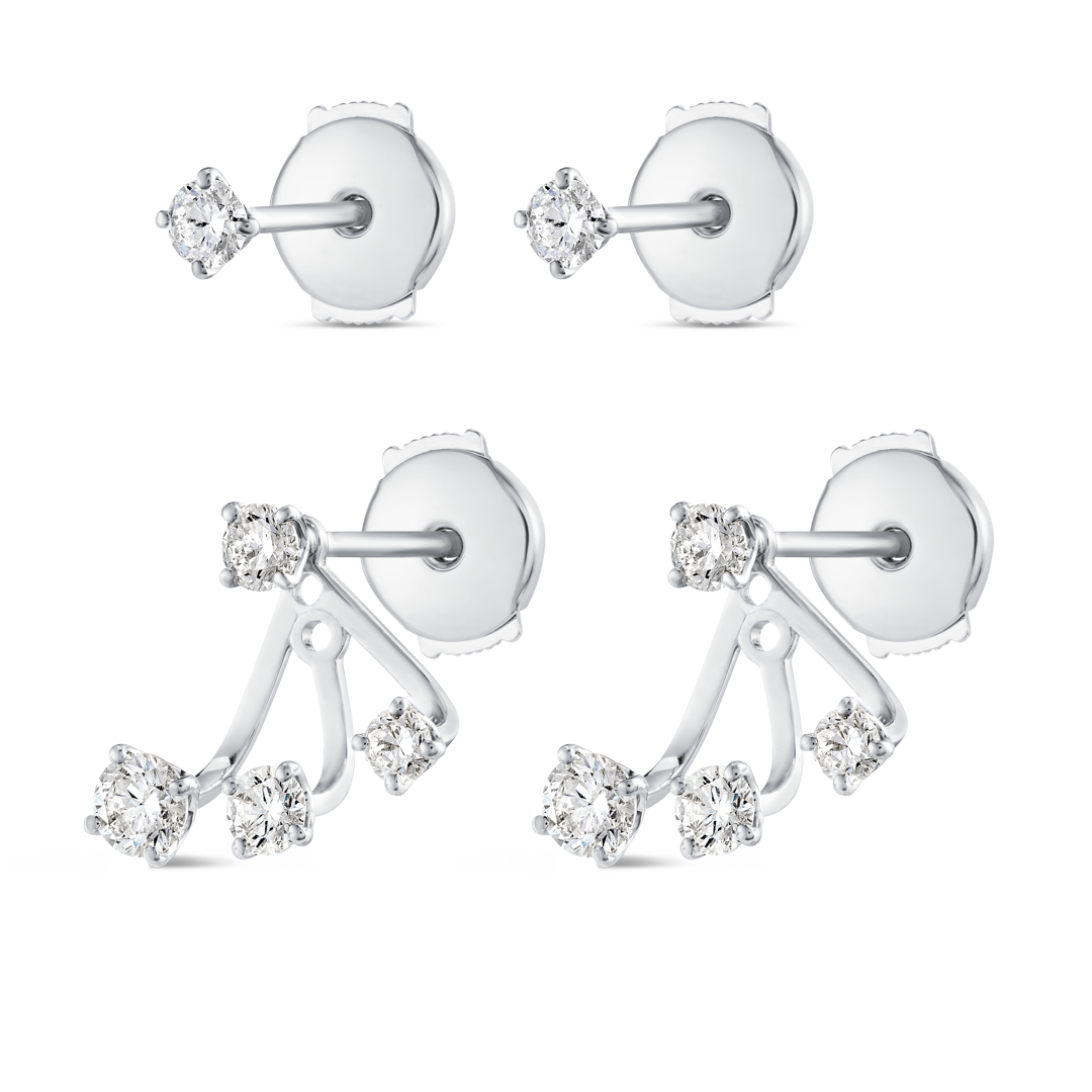 Trio Natural Diamond Raindrop Earrings White Gold