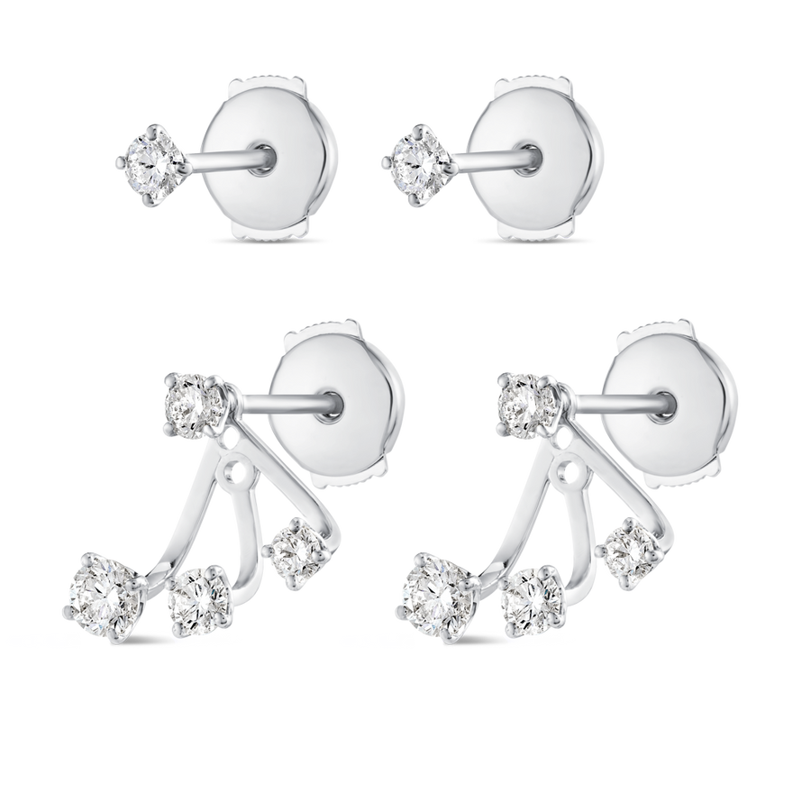 Trio Natural Diamond Raindrop Earrings White Gold