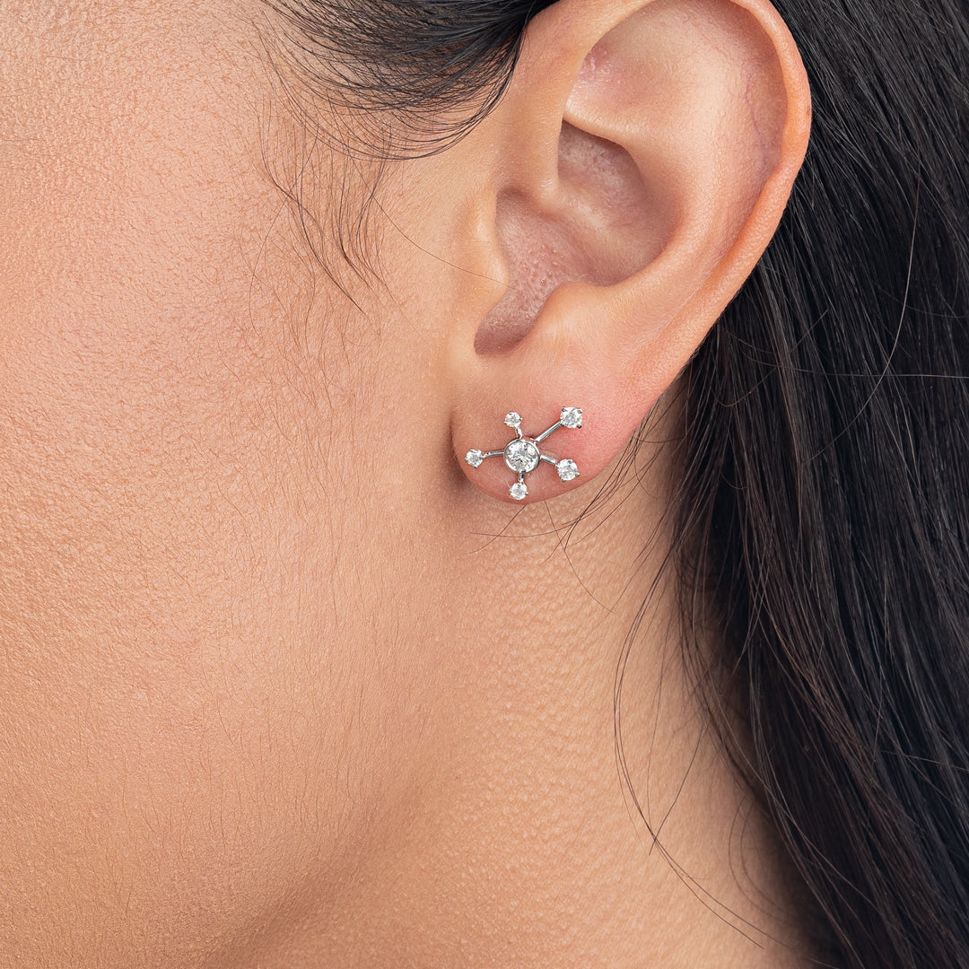 Natural Diamond Galaxy Earrings White Gold
