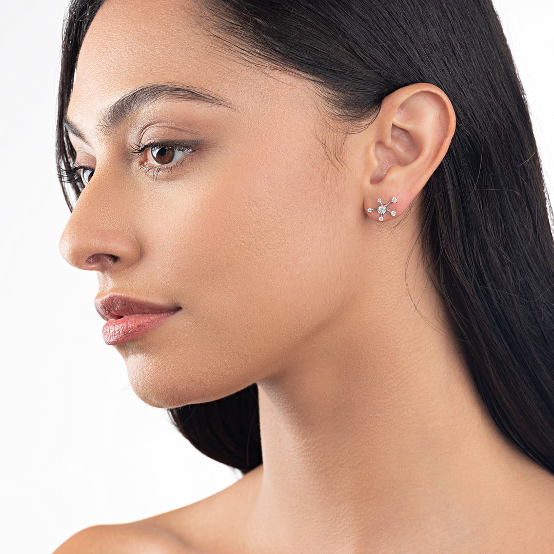 Natural Diamond Galaxy Earrings White Gold