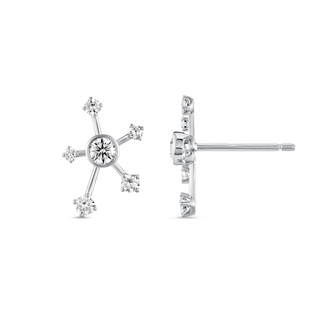 Natural Diamond Galaxy Earrings White Gold