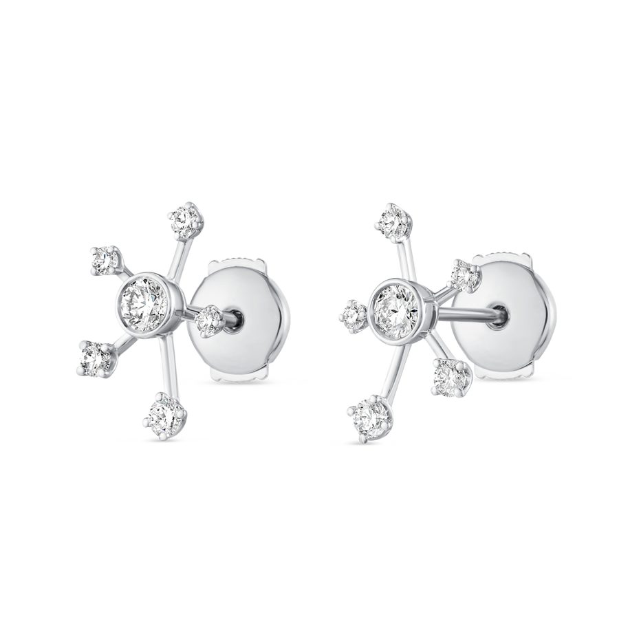 Natural Diamond Galaxy Earrings White Gold