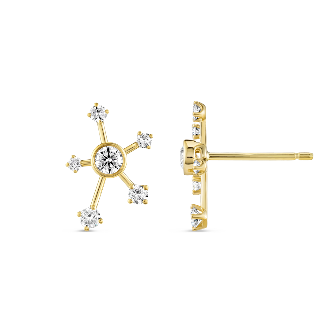 Natural Diamond Galaxy Earrings Yellow Gold
