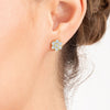 Natural Diamond Circular Halo Earrings Yellow Gold