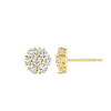 Natural Diamond Circular Halo Earrings Yellow Gold