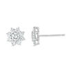 Natural Diamond Flower Halo Earrings White Gold