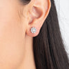 Natural Diamond Flower Halo Earrings White Gold