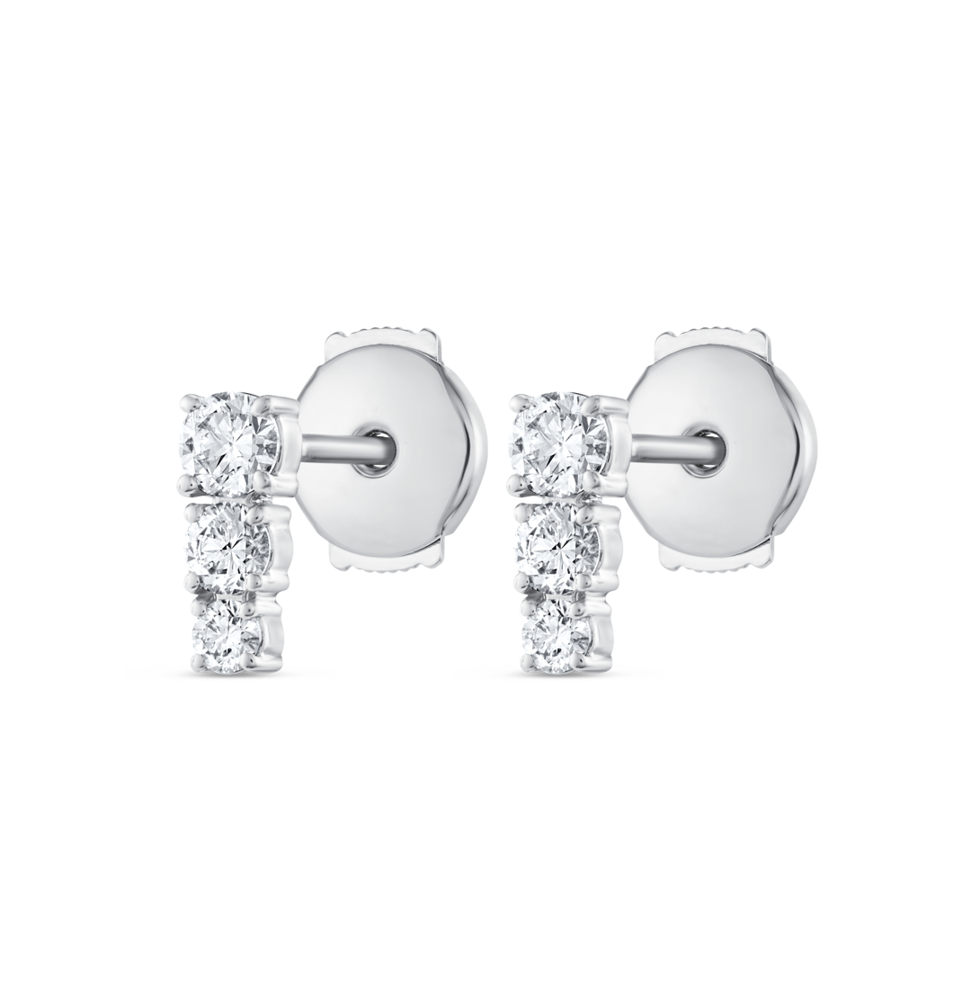 Petite Trio Natural Diamond Bar Earrings White Gold