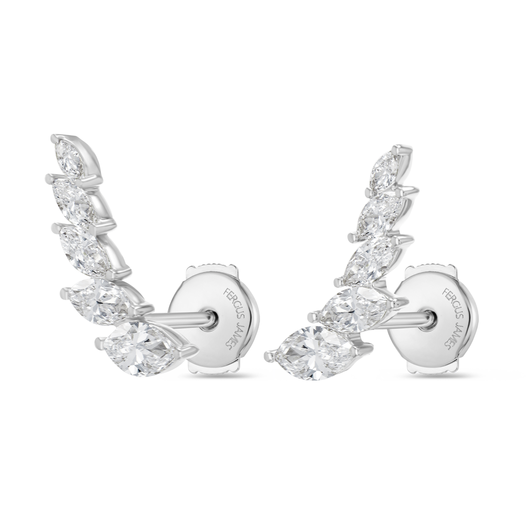 Angel Wings Natural Diamond Earrings White Gold