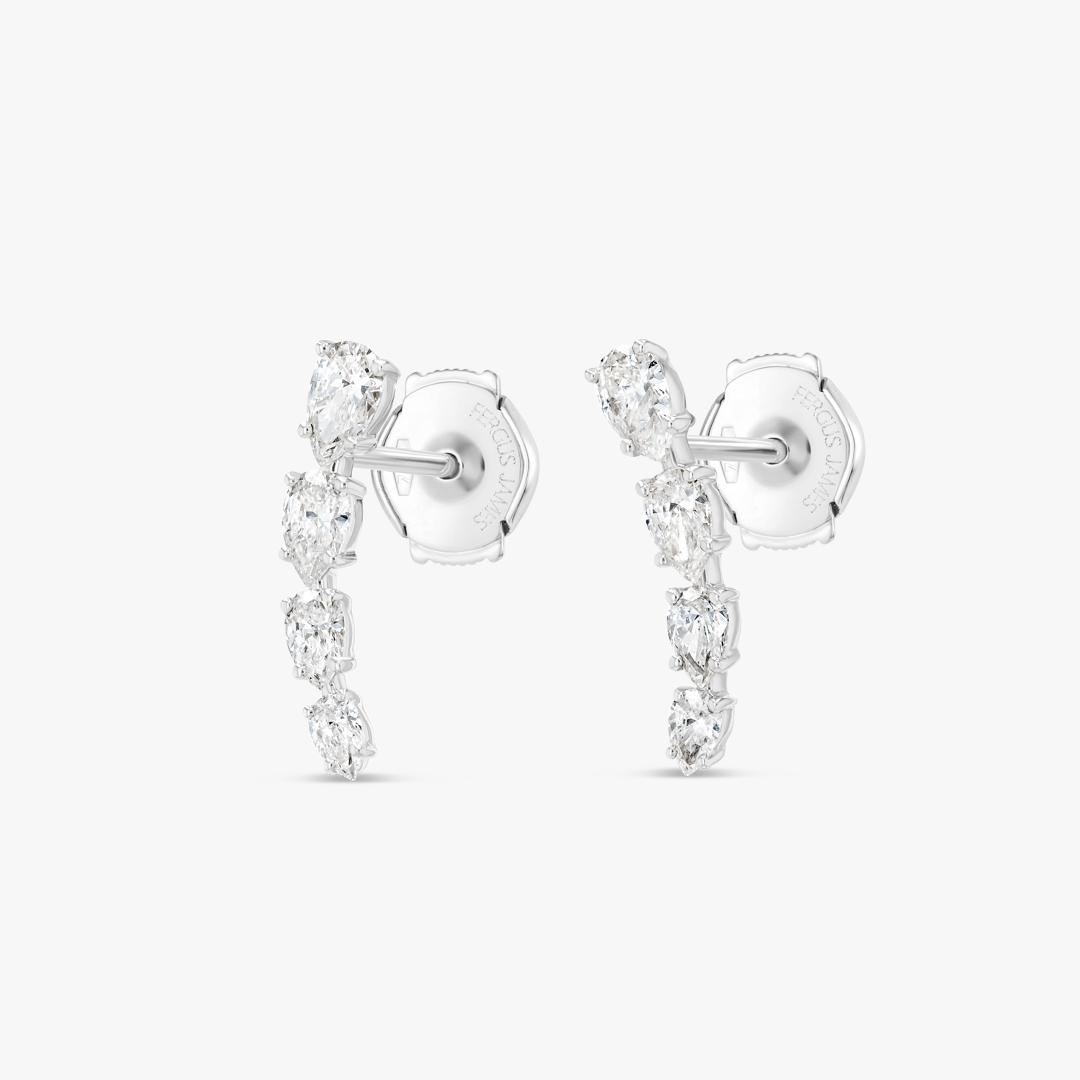 Angel Tear Drop Natural Diamond Earrings White Gold