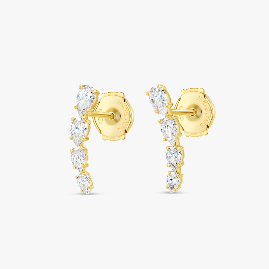 Angel Tear Drop Natural Diamond Earrings Yellow Gold