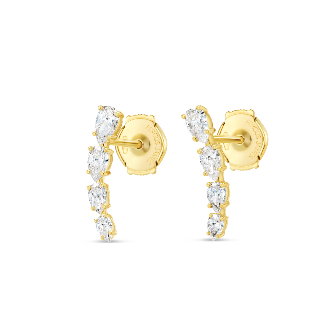 Angel Tear Drop Natural Diamond Earrings Yellow Gold