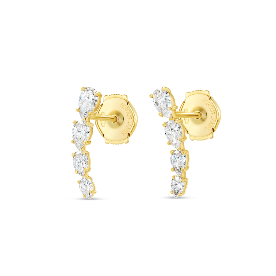 Angel Tear Drop Natural Diamond Earrings Yellow Gold