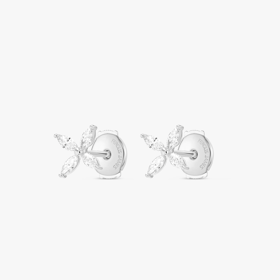 Natural Diamond Lily Pad Earrings White Gold
