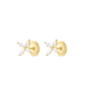 Natural Diamond Lily Pad Earrings Yellow Gold