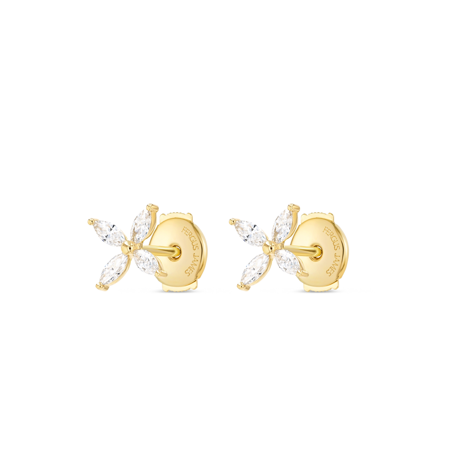 Natural Diamond Lily Pad Earrings Yellow Gold