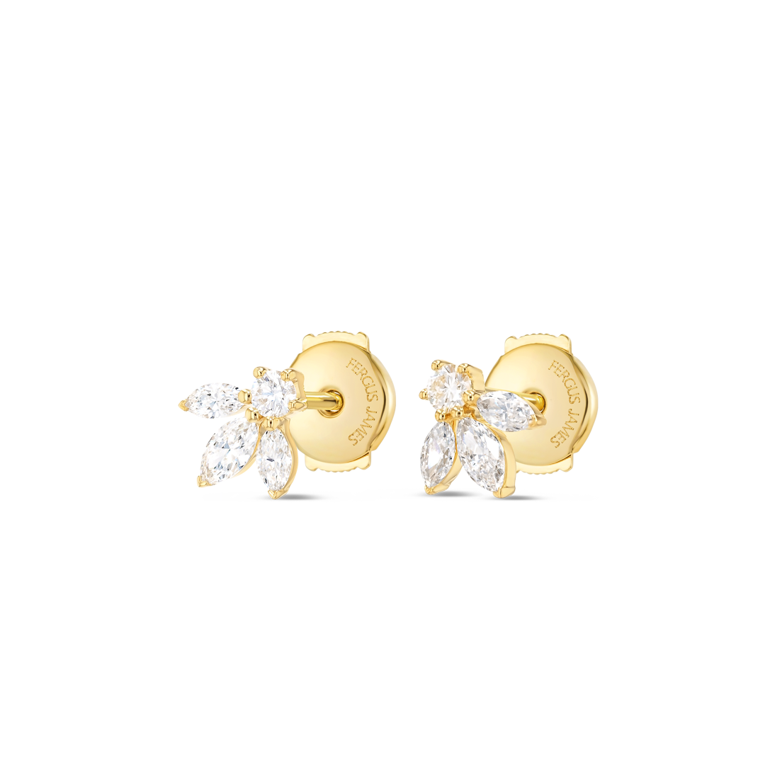 Pixie Wing Natural Diamond Earrings Yellow Gold